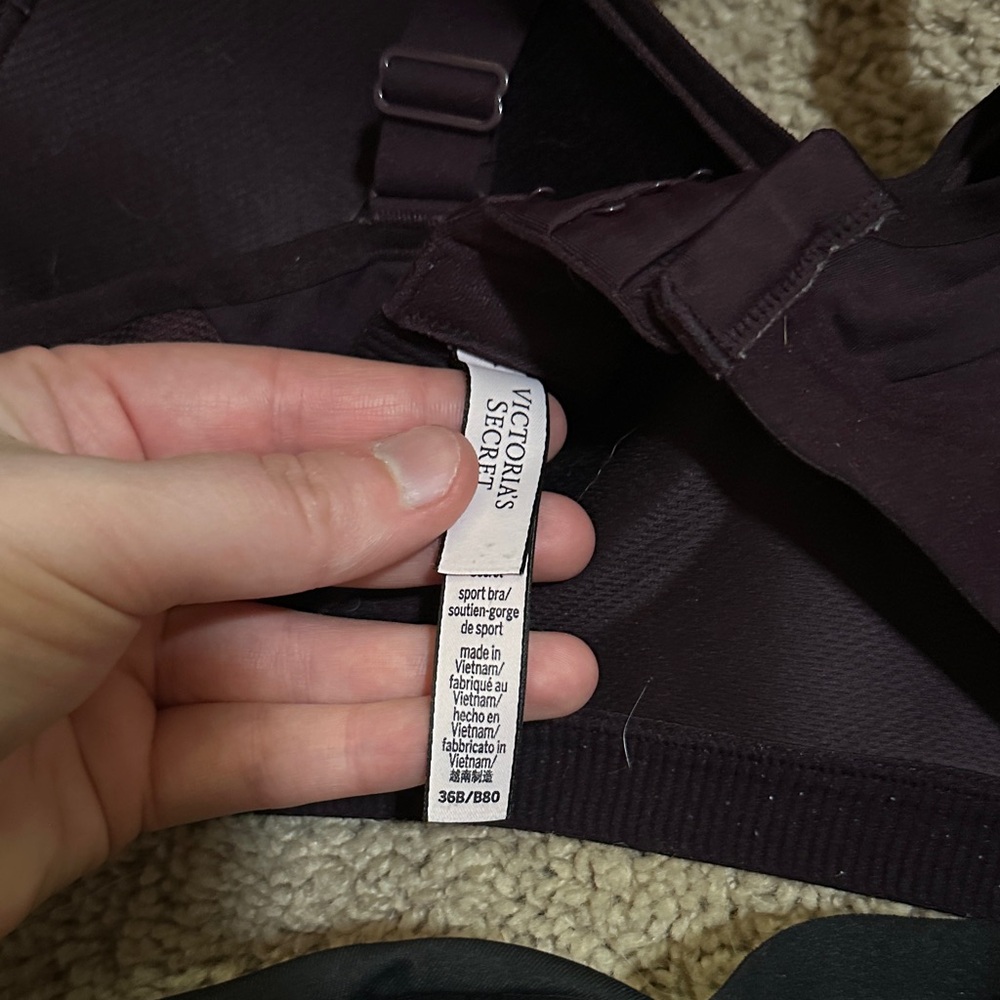 Victoria's Secret Black and Plum Padded Sports Bra Duo - Picture 3 of 7